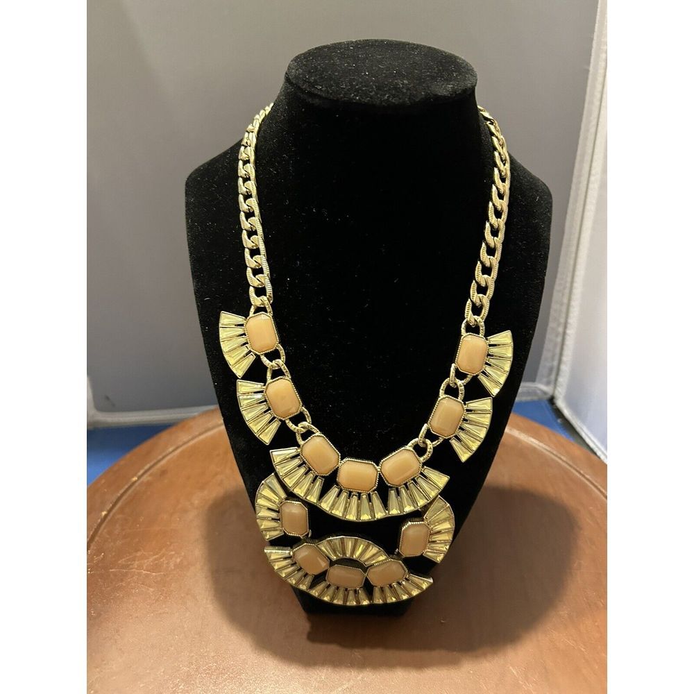 Vintage Statement Necklace‎ Goltone Orange MCM Mid Century Modern